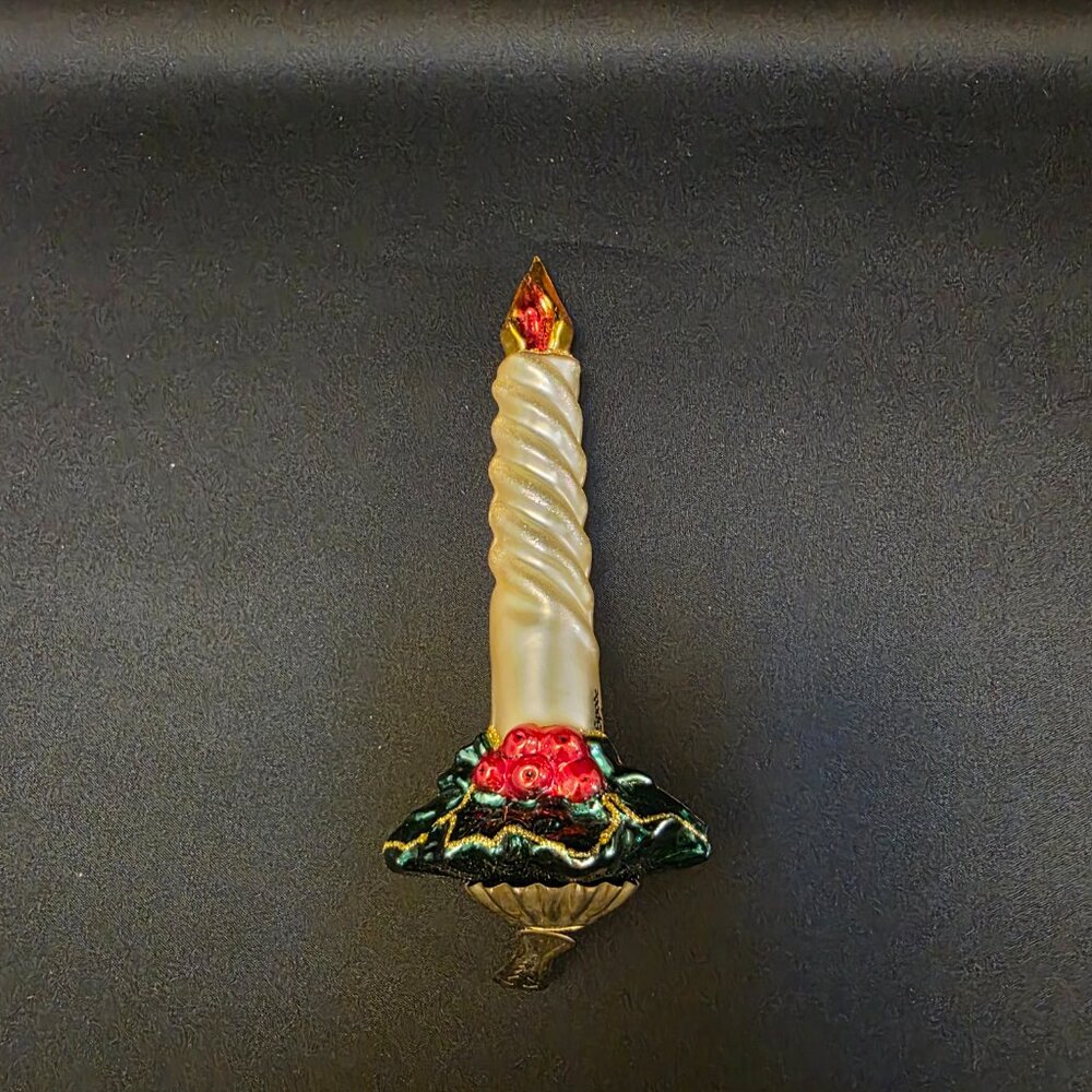 SPODE Christmas Candle Holly clip Multicolor Glass Candle ornament